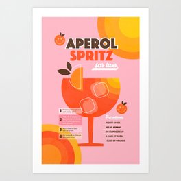 Retro Cocktail Nº1 Aperol Spritz Art Print