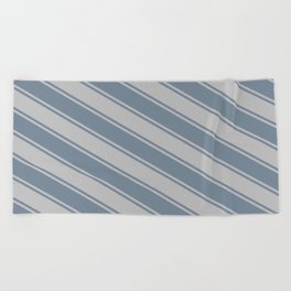 [ Thumbnail: Light Slate Gray & Grey Colored Lines Pattern Beach Towel ]