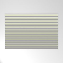 [ Thumbnail: Light Yellow & Dark Grey Colored Pattern of Stripes Welcome Mat ]