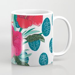 Tropical Bouquet in Living Coral and Emerald Green Coffee Mug