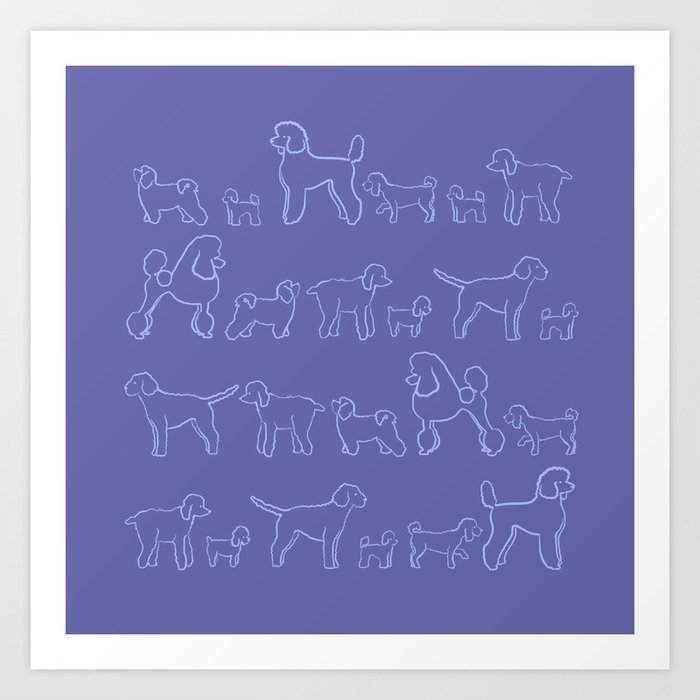 Oodles of Poodles - Very Peri Art Print