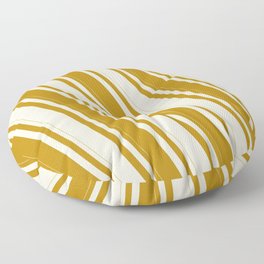[ Thumbnail: Dark Goldenrod & Beige Colored Stripes Pattern Floor Pillow ]