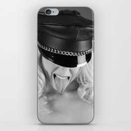 Kinky photography - Sexy woman wearing a leather hat iPhone Skin