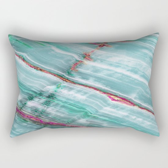 Jade Mint Marble Paint Abstract Rectangular Pillow