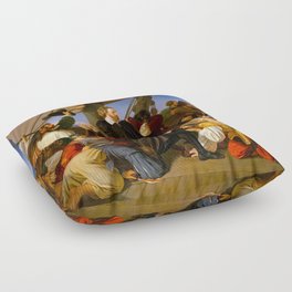Columbus Discovers the Shores of America, 1846 by Christian Ruben Floor Pillow