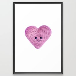 Cute Pink Crochet Heart Plush Framed Art Print