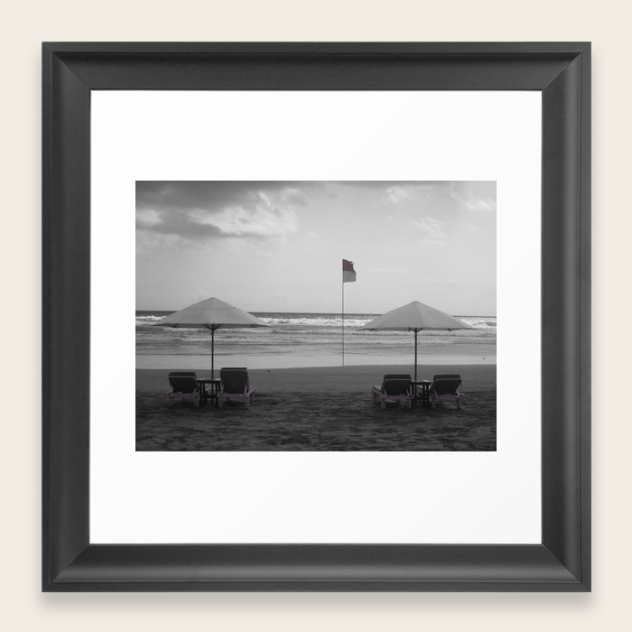 Bali Beach Black White With Pink Framed Art Print By Ryyoung