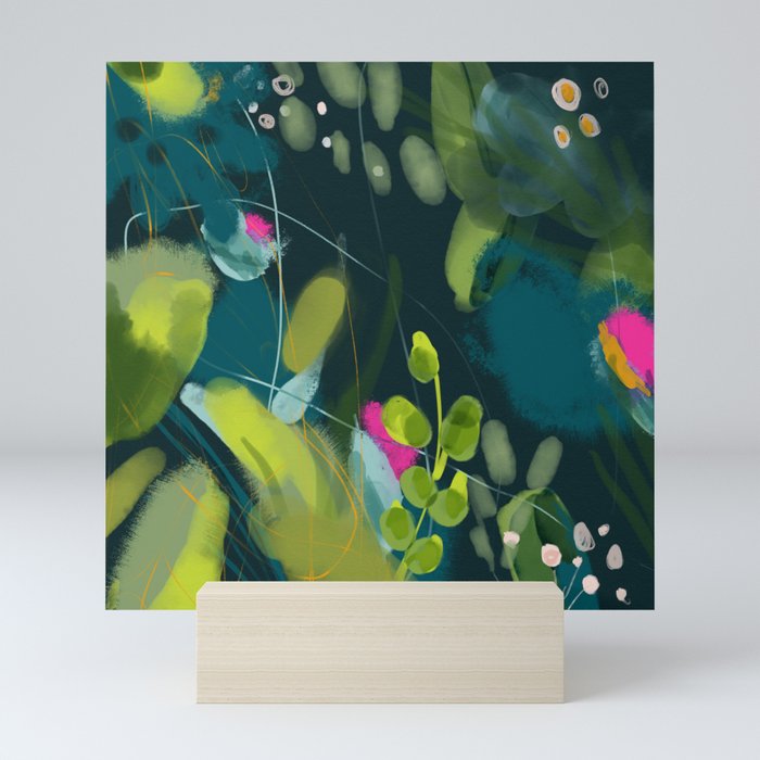 Abstract Jungle Fever Leaves In Floral Green Mini Art Print By Lalunetricotee Society6