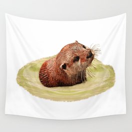 Otter canvas pattern, animal lover outfits, adorable ottershirts Wall Tapestry