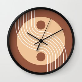 Geometric Lines and Shapes 19 in Terracotta and Beige Wall Clock