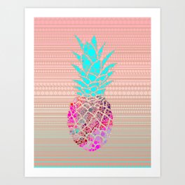 Fancy Dot Pineapple Exotic Summer Design Art Print