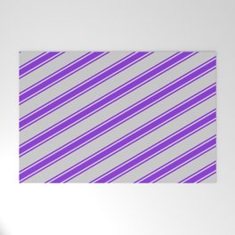 [ Thumbnail: Light Grey & Purple Colored Lined Pattern Welcome Mat ]