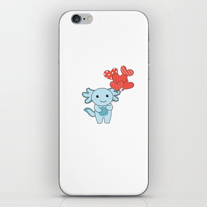 Axolotl Cute Animals With Hearts Balloons To iPhone Skin