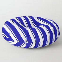 [ Thumbnail: Mint Cream and Dark Blue Colored Striped/Lined Pattern Floor Pillow ]