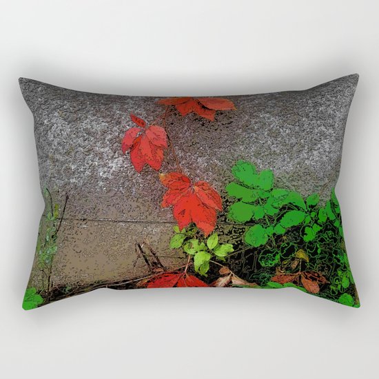 Red and green leaves on the wall Rectangular Pillow