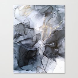 Calm but Dramatic Light Monochromatic Black & Grey Abstract Canvas Print
