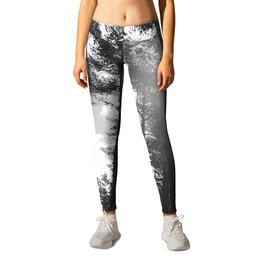 Black and White Sun in a Pine Forest Leggings