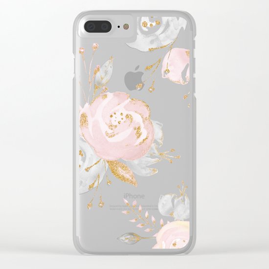 Roses Gold Glitter Pink by Nature Magick Clear iPhone Case