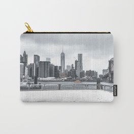 Brooklyn Bridge and Manhattan skyline during winter snowstorm blizzard in New York City Carry-All Pouch