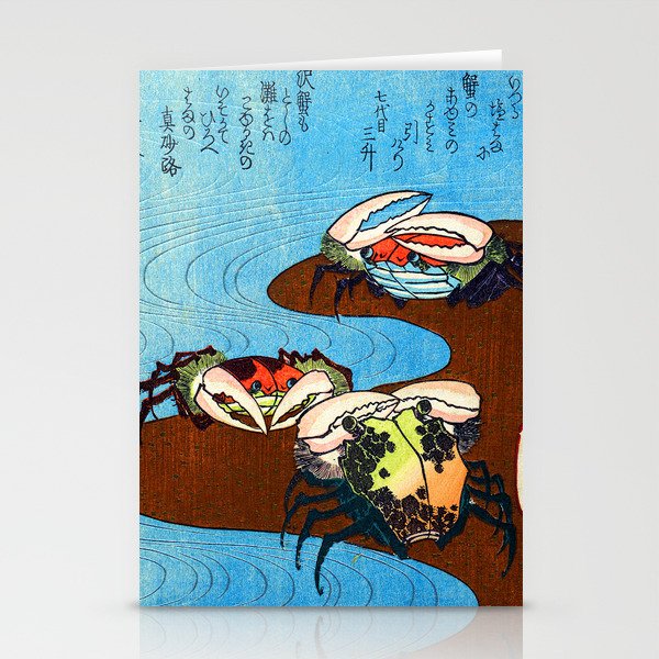 Crabs Near the Water's Edge print by Yashima Gakutei Stationery Cards