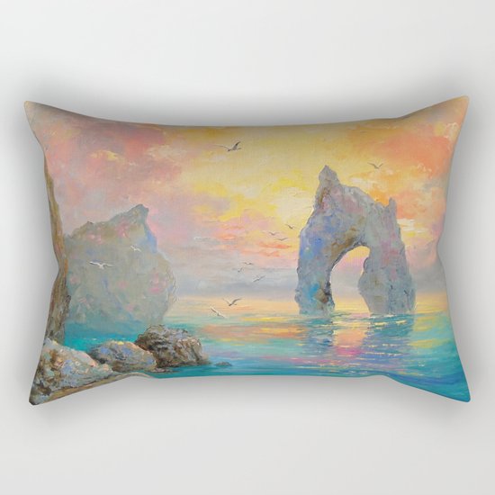 Rocks on the sea Rectangular Pillow