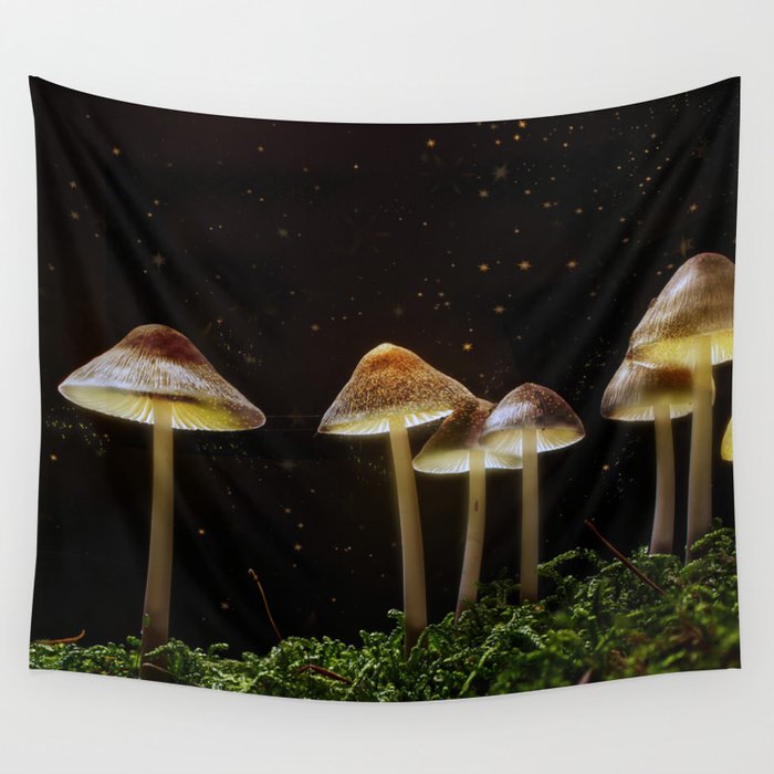 Glowing Shrooms Wall Tapestry