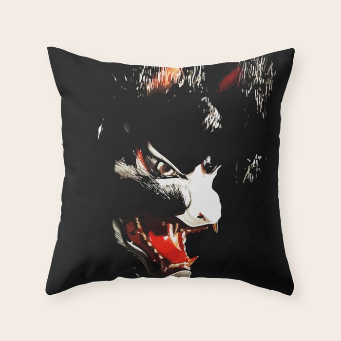 Kitsune Yokai Japanese Evil Fox Mask Throw Pillow by misakino Society6