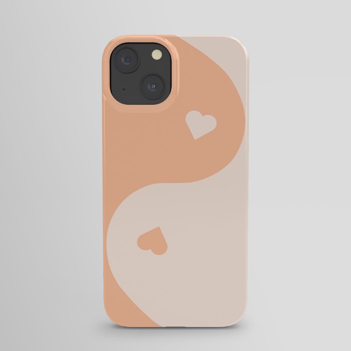 Peach Fuzz Yin Yang Heart iPhone Case