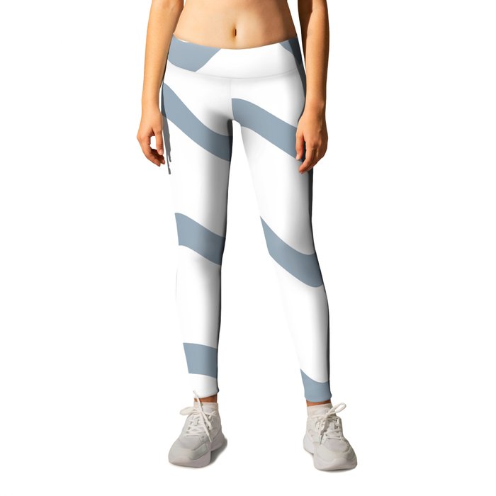 Blue and White Horizontal Line - Stripe Pattern Pairs HGTV 2022 Color of the Year Aleutian HGSW3355 Leggings