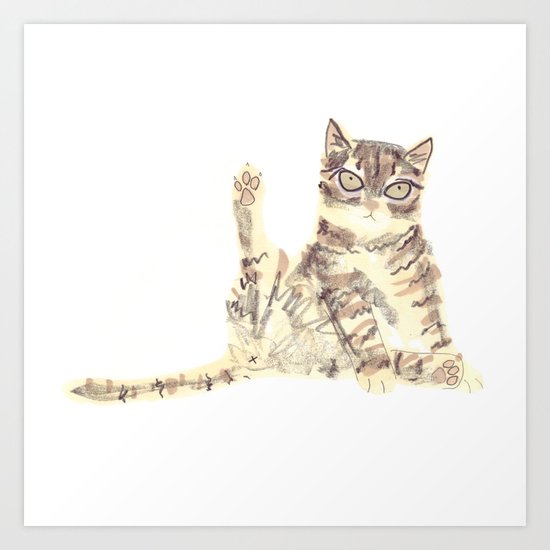 Cheeky Kitty Cat Art Print