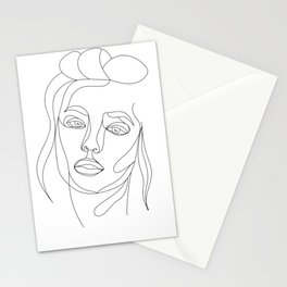One Line Art Drawing Woman Portrait  f Stationery Cards