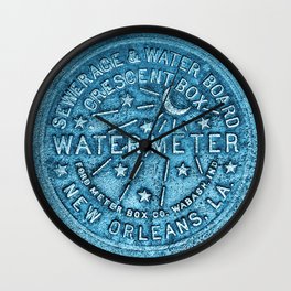 New Orleans Water Meter Louisiana Crescent City NOLA Water Board Metalwork Blue Wall Clock