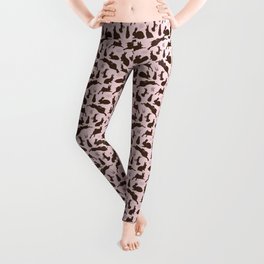 Rabbit Pattern | Rabbit Silhouettes | Bunny Rabbits | Bunnies | Hares | Pink and Brown | Leggings