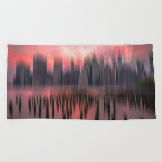 New city red Beach Towel