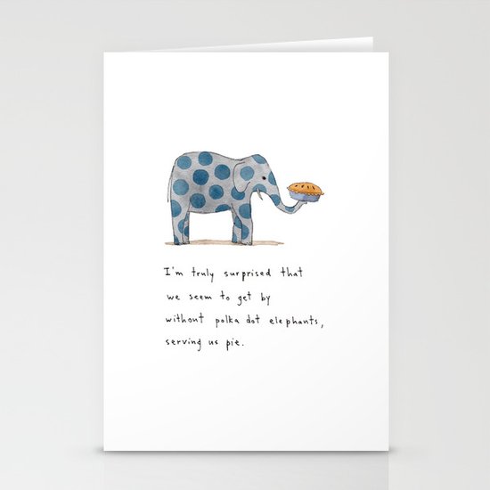 polka dot elephants serving us pie Stationery Cards