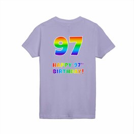 [ Thumbnail: HAPPY 97TH BIRTHDAY - Multicolored Rainbow Spectrum Gradient Kids T Shirt Kids T-Shirt ]