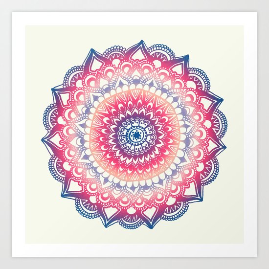 Ocean Sunset Mandala Art Print