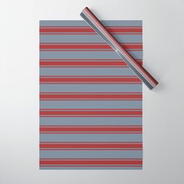 [ Thumbnail: Light Slate Gray & Brown Colored Pattern of Stripes Wrapping Paper ]