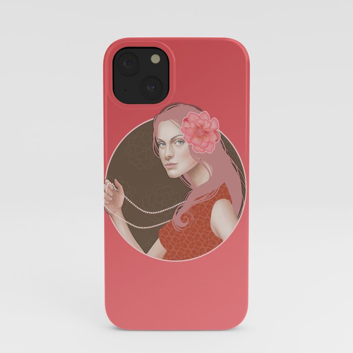 Girl Holding a Pearl Necklace iPhone Case