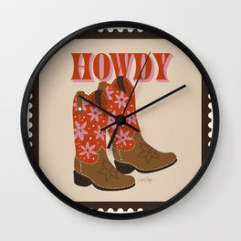 Howdy Cowgirl – Coral & Pink Wall Clock