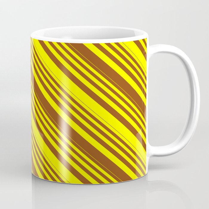 Yellow & Brown Colored Stripes/Lines Pattern Coffee Mug