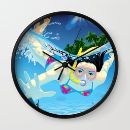 Diving girl Wall Clock