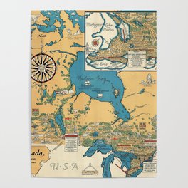 1936 Vintage Literary Map of Canada Poster