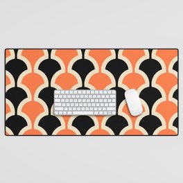 Classic Fan or Scallop Pattern 448 Black and Orange Desk Mat