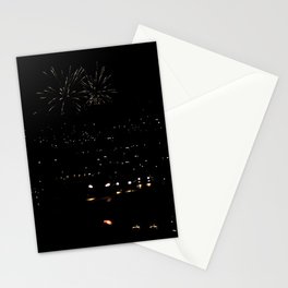 Dark Night City Lights Traffic Fireworks Stationery Card