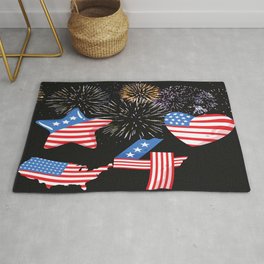 Fourtth of July with Flags Area & Throw Rug