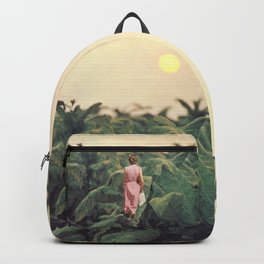 Leaves Backpack | Curated, Saraheisenlohr, Urbanoutfitters, Pink, Sunset, Landscape, Woman, Plants, Collage, Botanical 