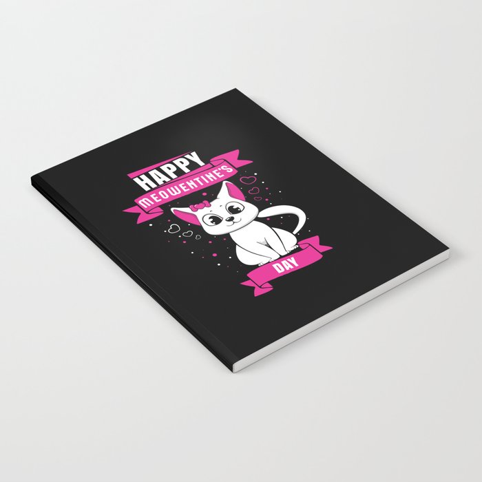 Pet Cat Animal Hearts Meow Happy Valentines Day Notebook