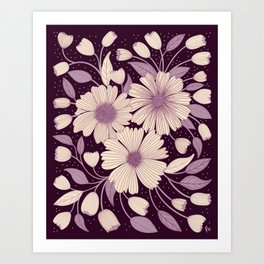 Spring Botanicals in purple Art Print