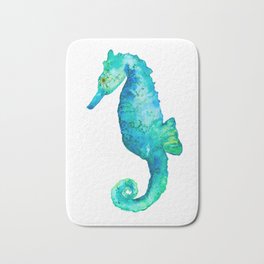Rudy the seahorse Bath Mat | Sea, Tropical, Seahorse, Seacritter, Critter, Watercolor, Sealife, Teal, Animal, Seacreature 